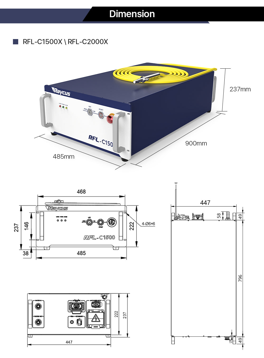 Cloudray Raycus 1500-3000W Single Module CW Fiber Lasers