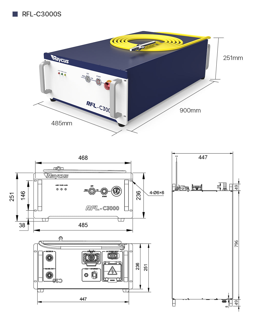 Cloudray Raycus 1500-3000W Single Module CW Fiber Lasers