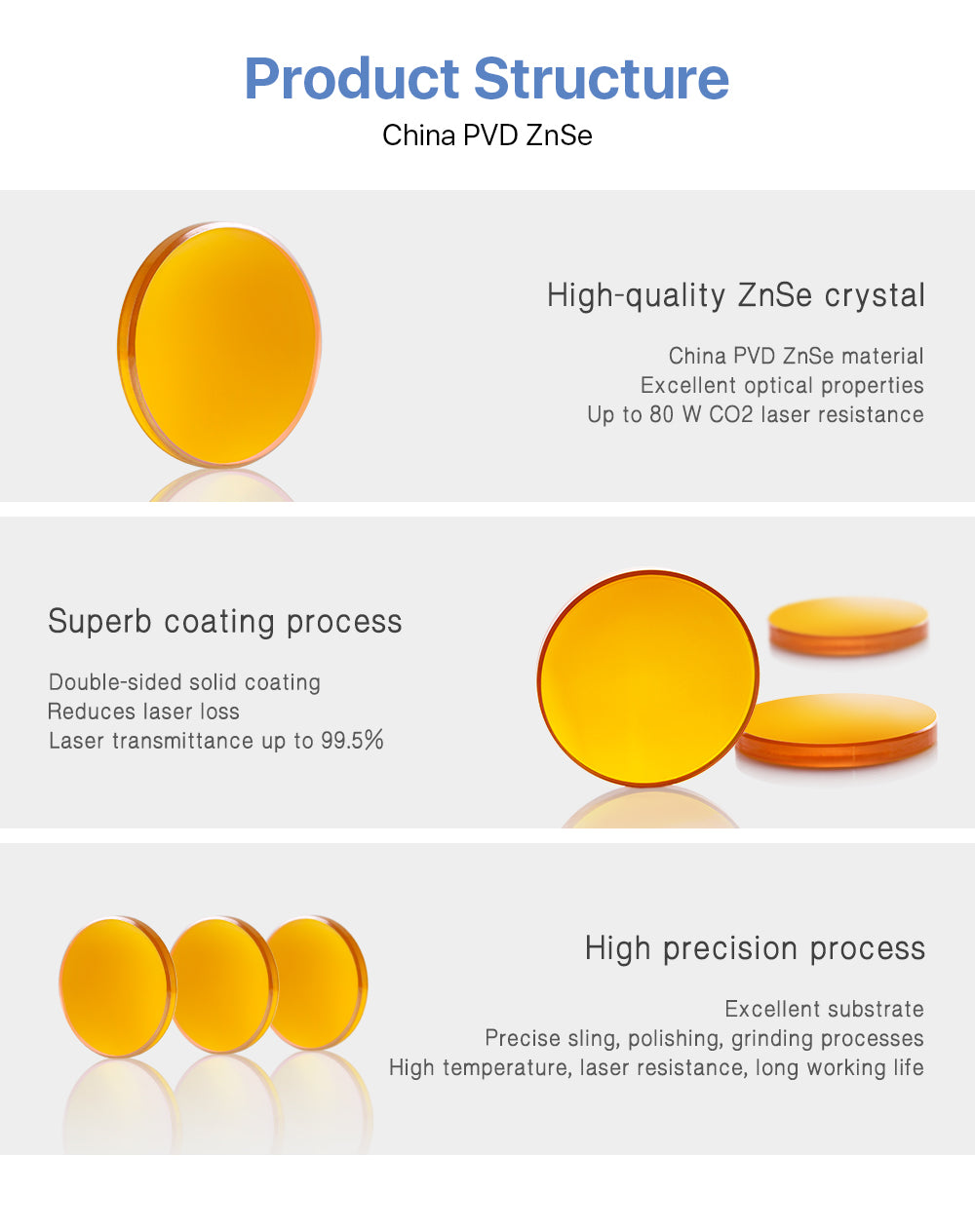 PVD Znse Focus Lens for CO2 Laser