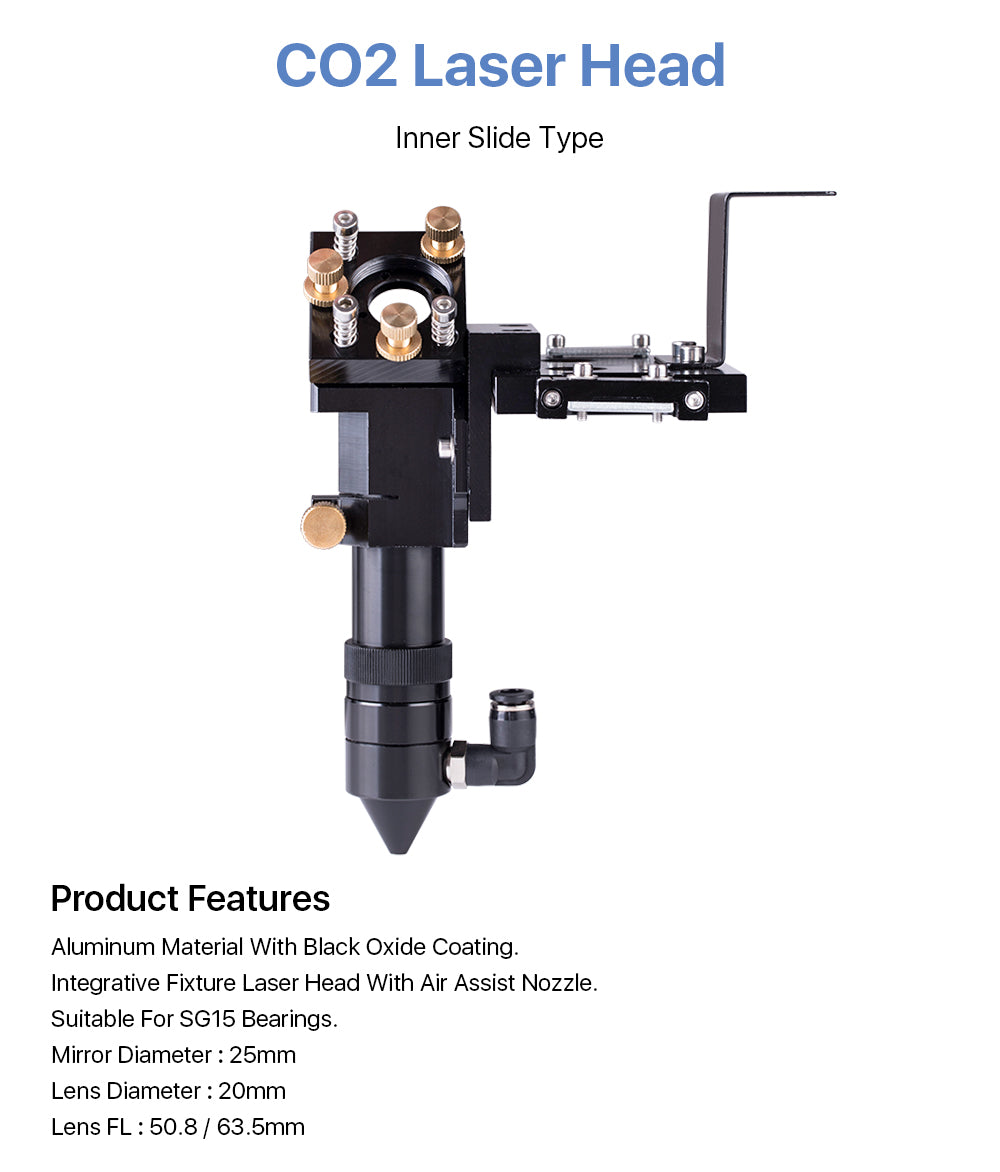 Cloudray CO2 Laser Head Inner Slider Type with Air Assist Nozzle for Inner Rail