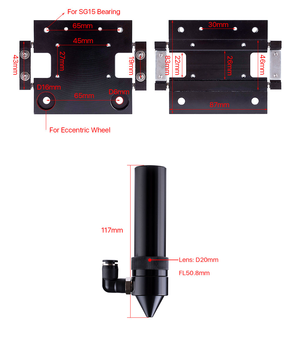CO2 Laser Head Outer Slider Type with Air Assist Nozzle