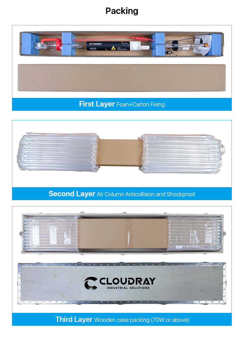 90-150W CO2 Laser Tube Upgraded Metal Head CR Series