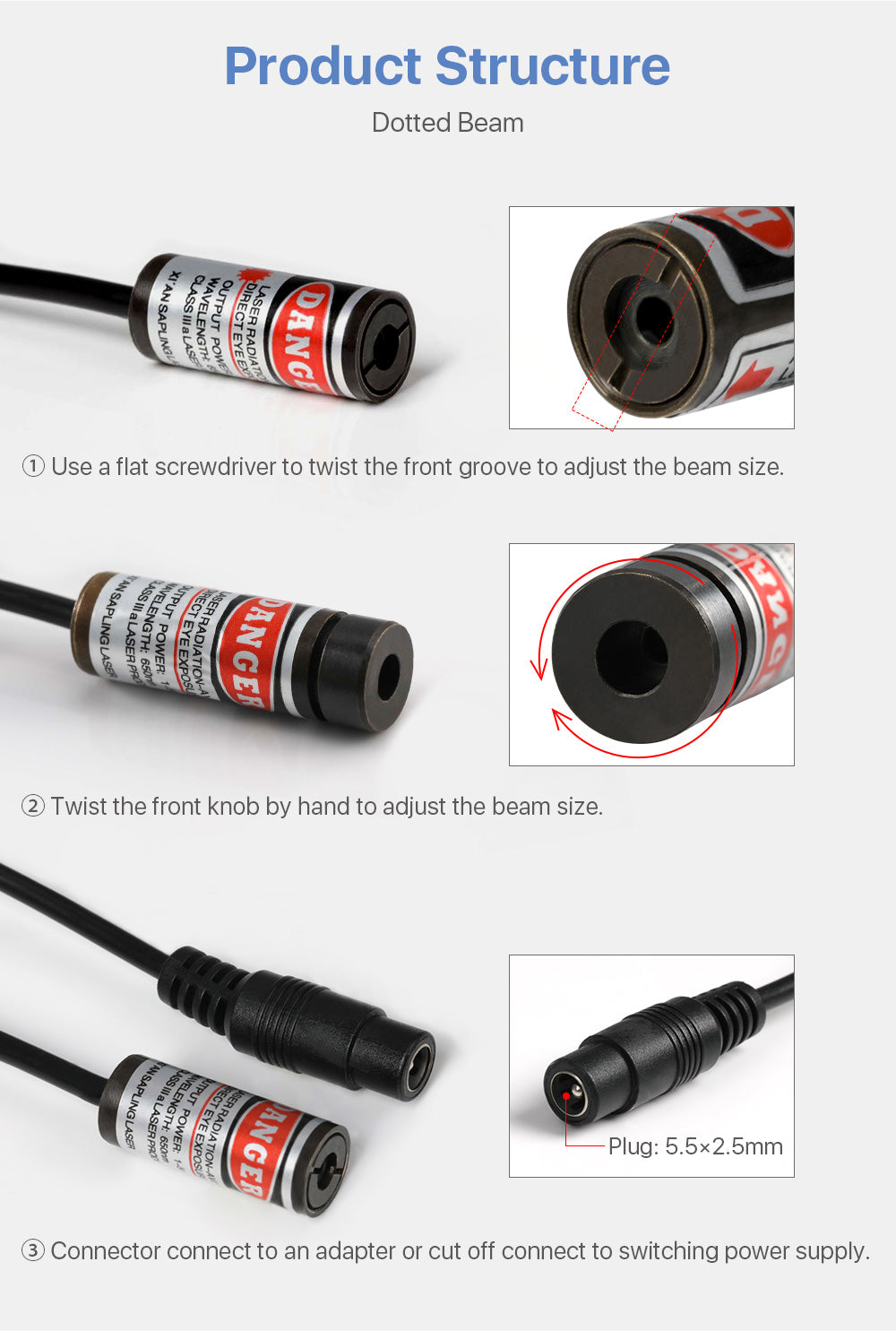 Cloudray Red Light Indicator Dotted Beam 650nm DC5V
