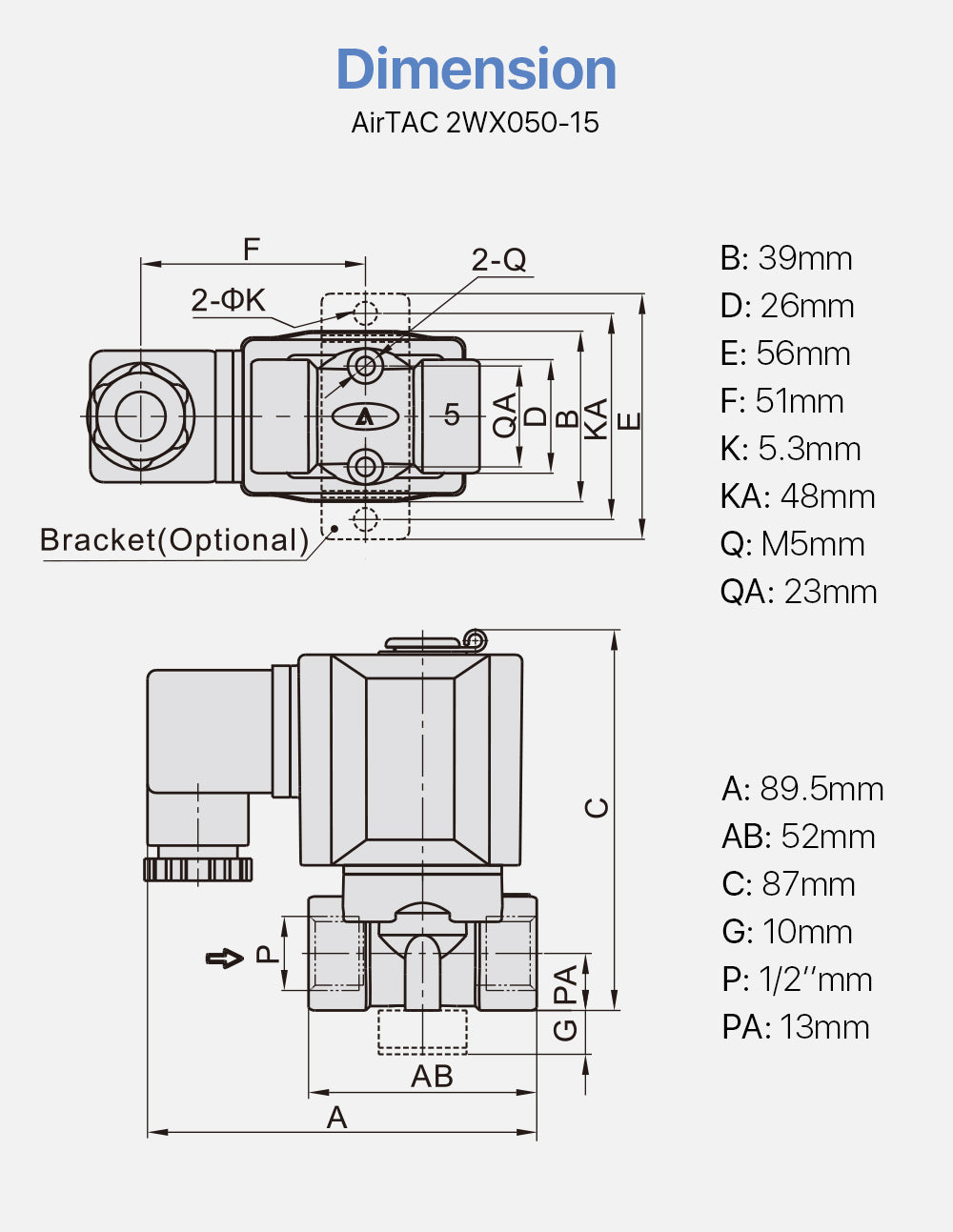 Fluid Control Valve AirTAC 2WX050-15 3.0Mpa for Fiber Laser Cutting Machine