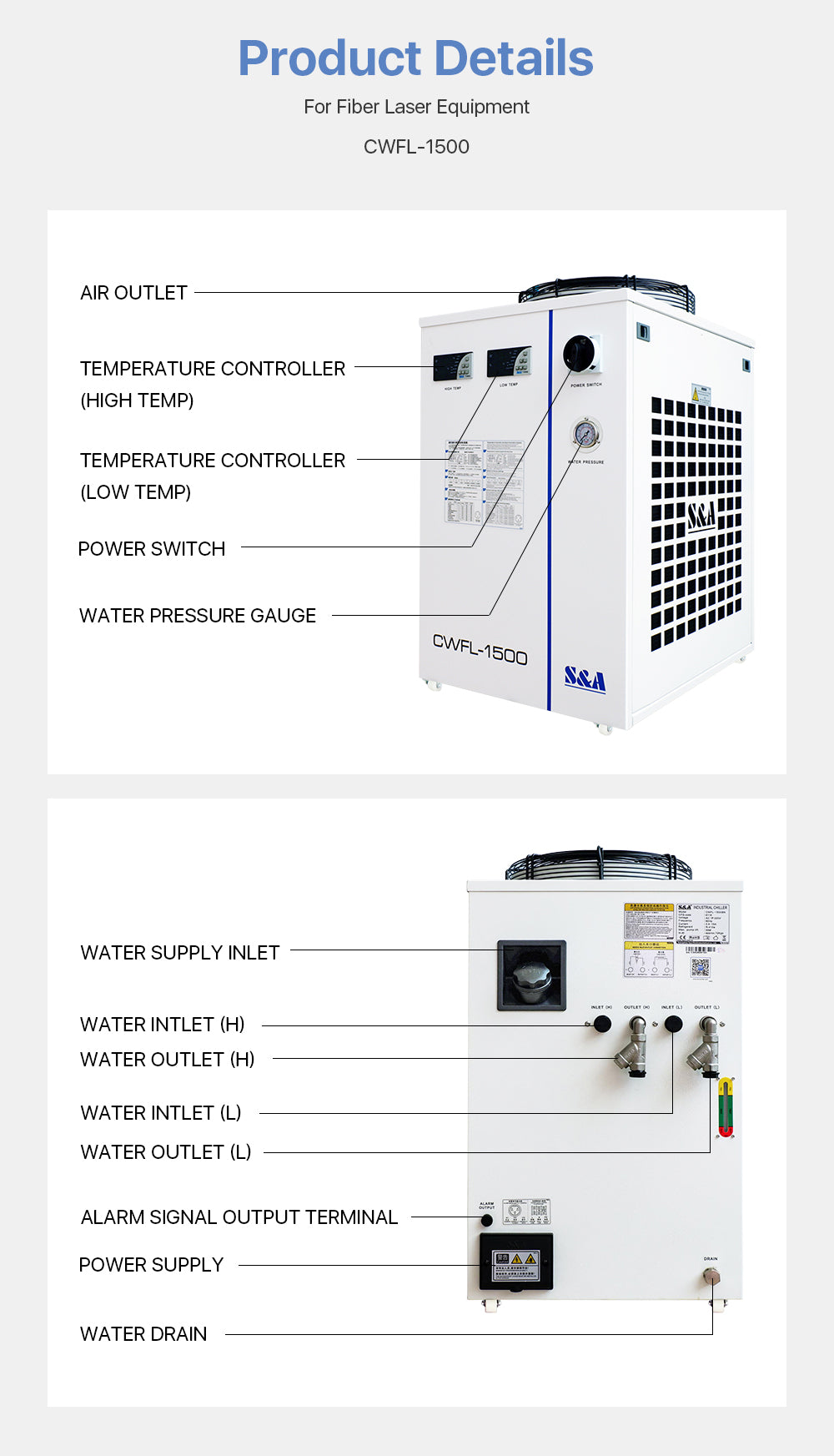 S&A Industrial Chiller๏ผFiber๏ผCWFL-1500AN & 1500BN