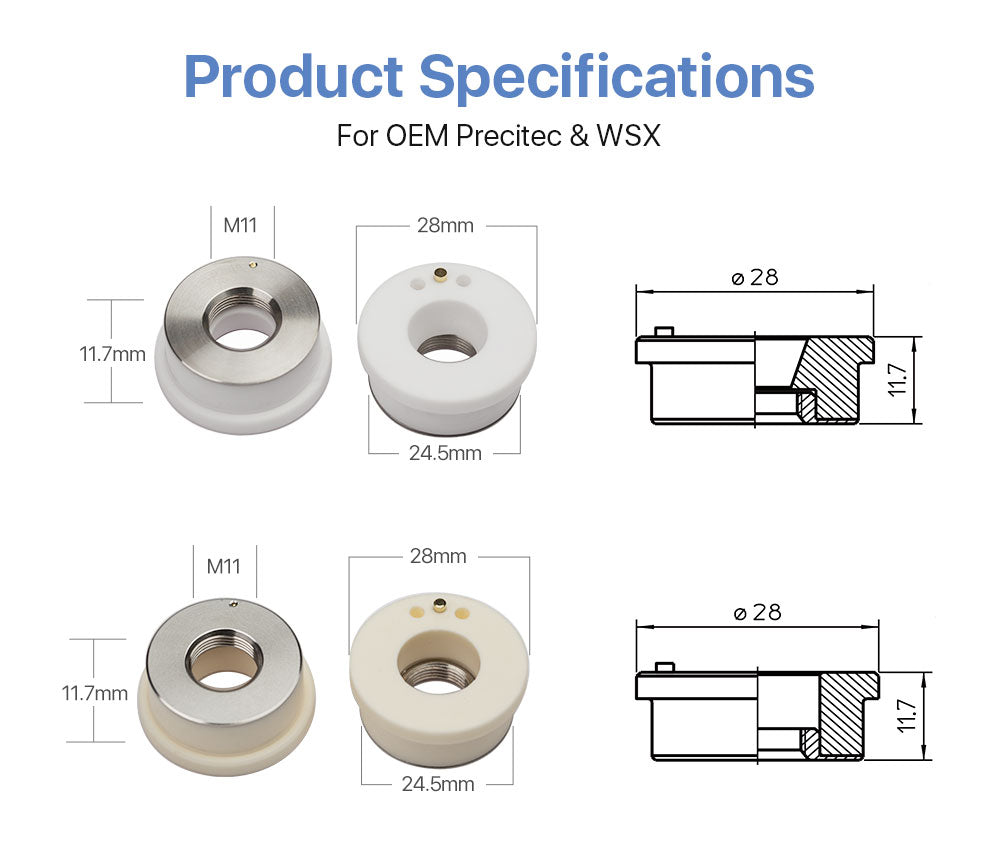 Ceramic Parts Dia.28mm/24.5mm for Precitec Fiber Laser Head