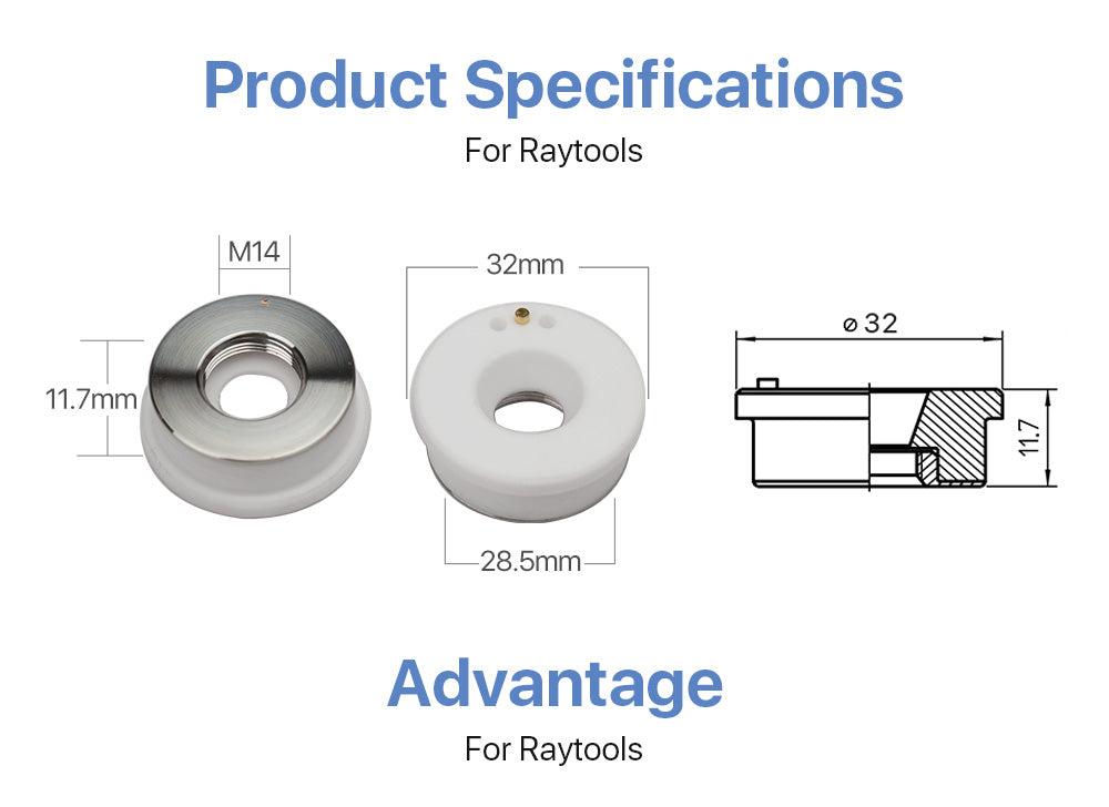Ceramic Parts Dia.28mm/24.5mm for Precitec Fiber Laser Head