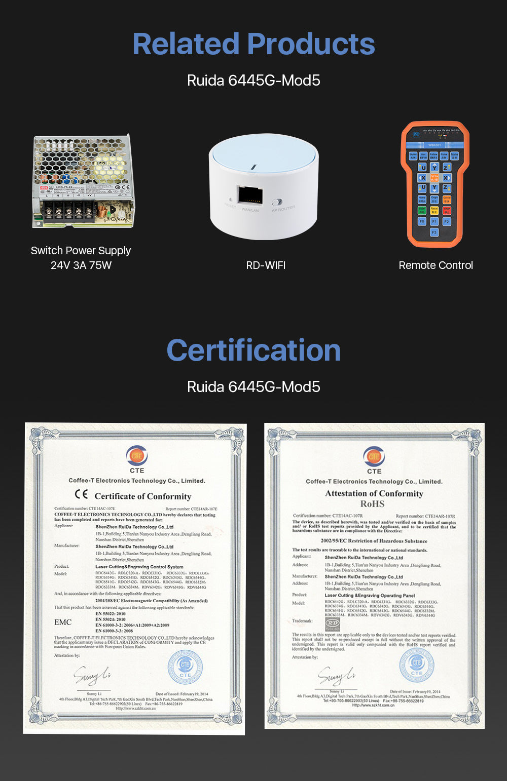 Ruida 6445G-Mod5 Controller Touch Screen DIY Panel