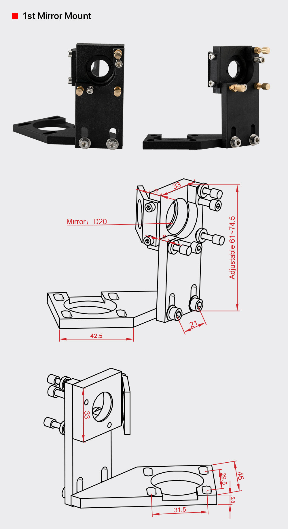 K Series laser head Mirror Mount