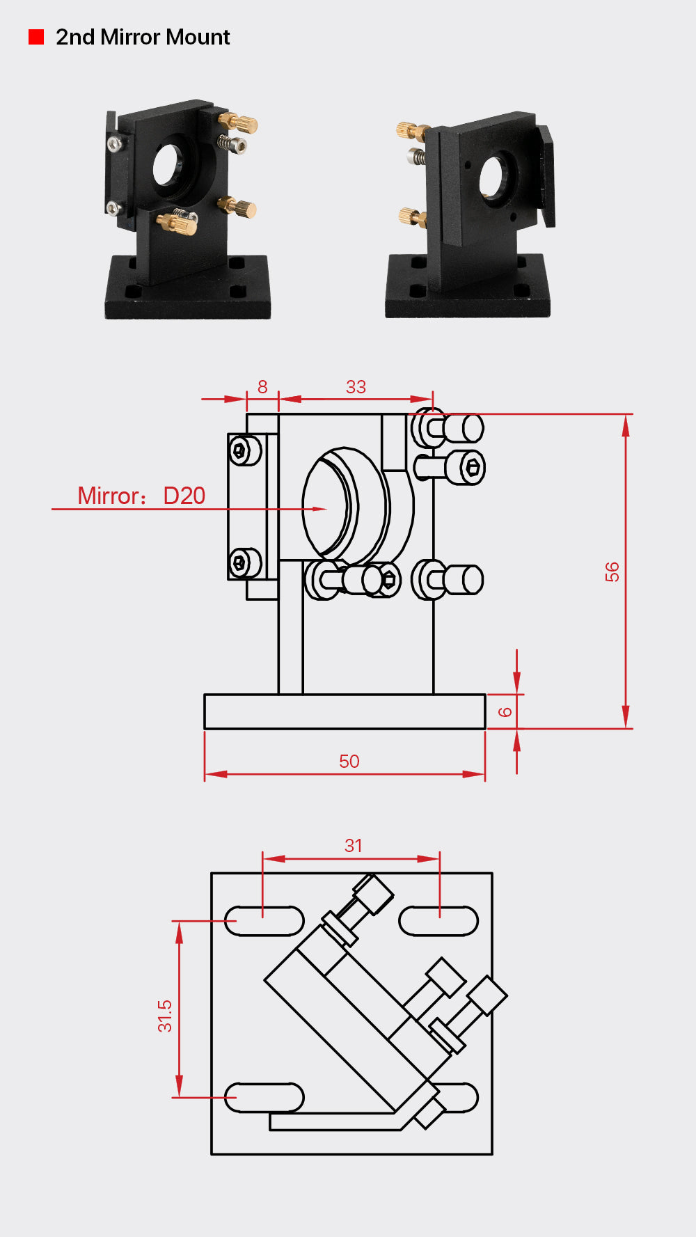 K Series laser head Mirror Mount