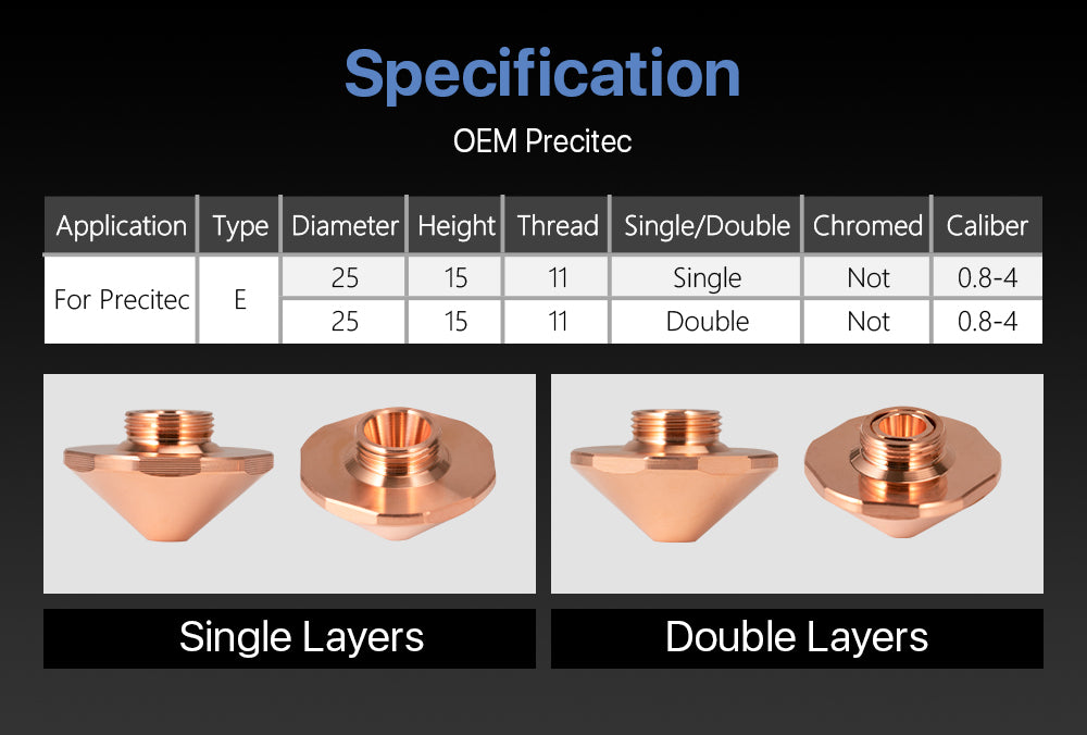 Bodor Dia.28mm Laser Nozzles Caliber 0.8-4.0mm for Empower OEM Precitec Fiber Cutting Head