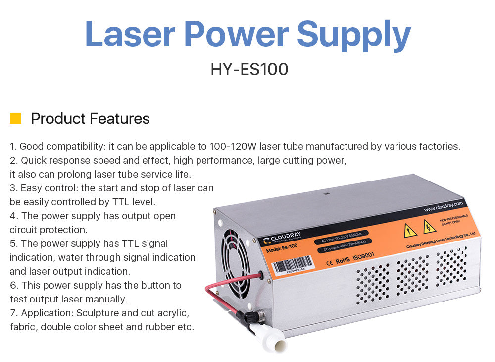 100-120W AC90-250V CO2 Power Supply for Laser engraving cutting machine