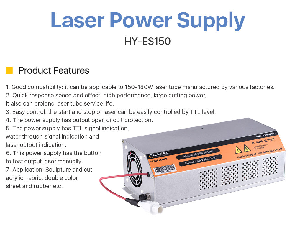 150-180W CO2 Laser Power Supply for CO2 Laser Engraving Cutting Machine