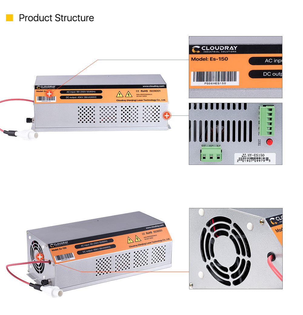 150-180W CO2 Laser Power Supply for CO2 Laser Engraving Cutting Machine
