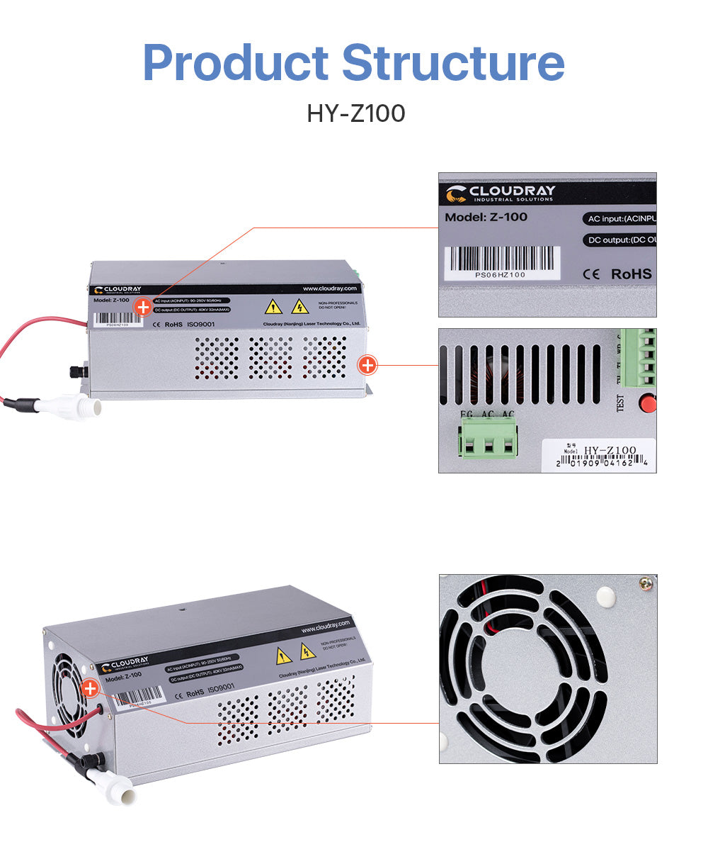 100-120W CO2 HY-Z Series Z100 Power Supply AC90-250V