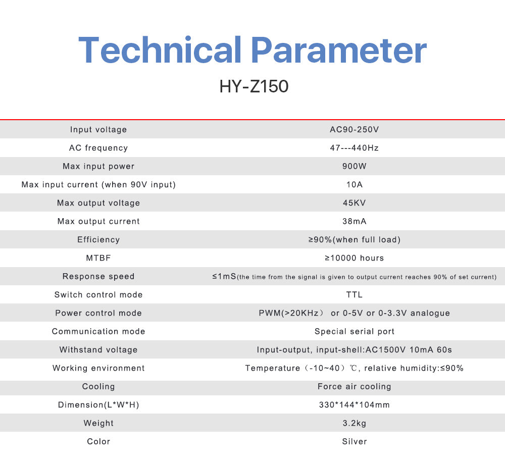 150-180W CO2 HY-Z系列Z150电源(选配屏)AC90-250V