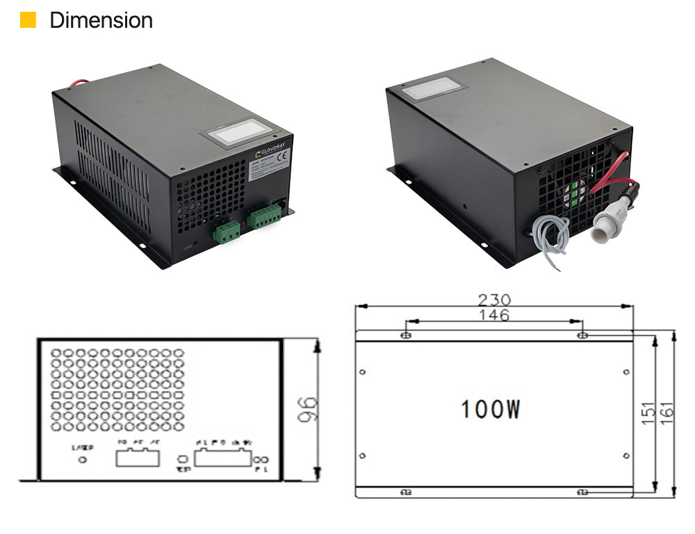 100W CO2 Laser Power Supply MYJG-100W LCD