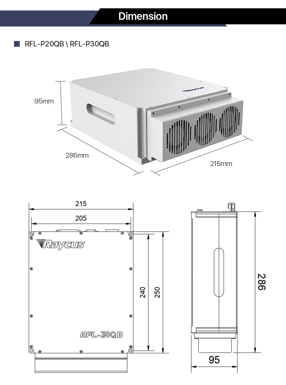 Raycus 20W-50W Q-switched Pulse Fiber Laser Source RFL-P20/30/50QB for 1064nm Laser Marking Machine(Oceana)