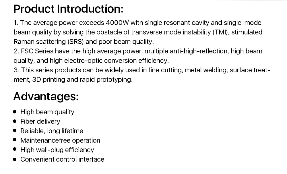 Cloudray RECI Fiber Lasers 1-2KW Single Module