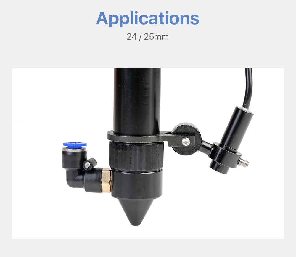 The red dot set is used for CO2 laser engraving and cutting. Holder diameter: 24.0, 25.0 mm Voltage: DC 5 V