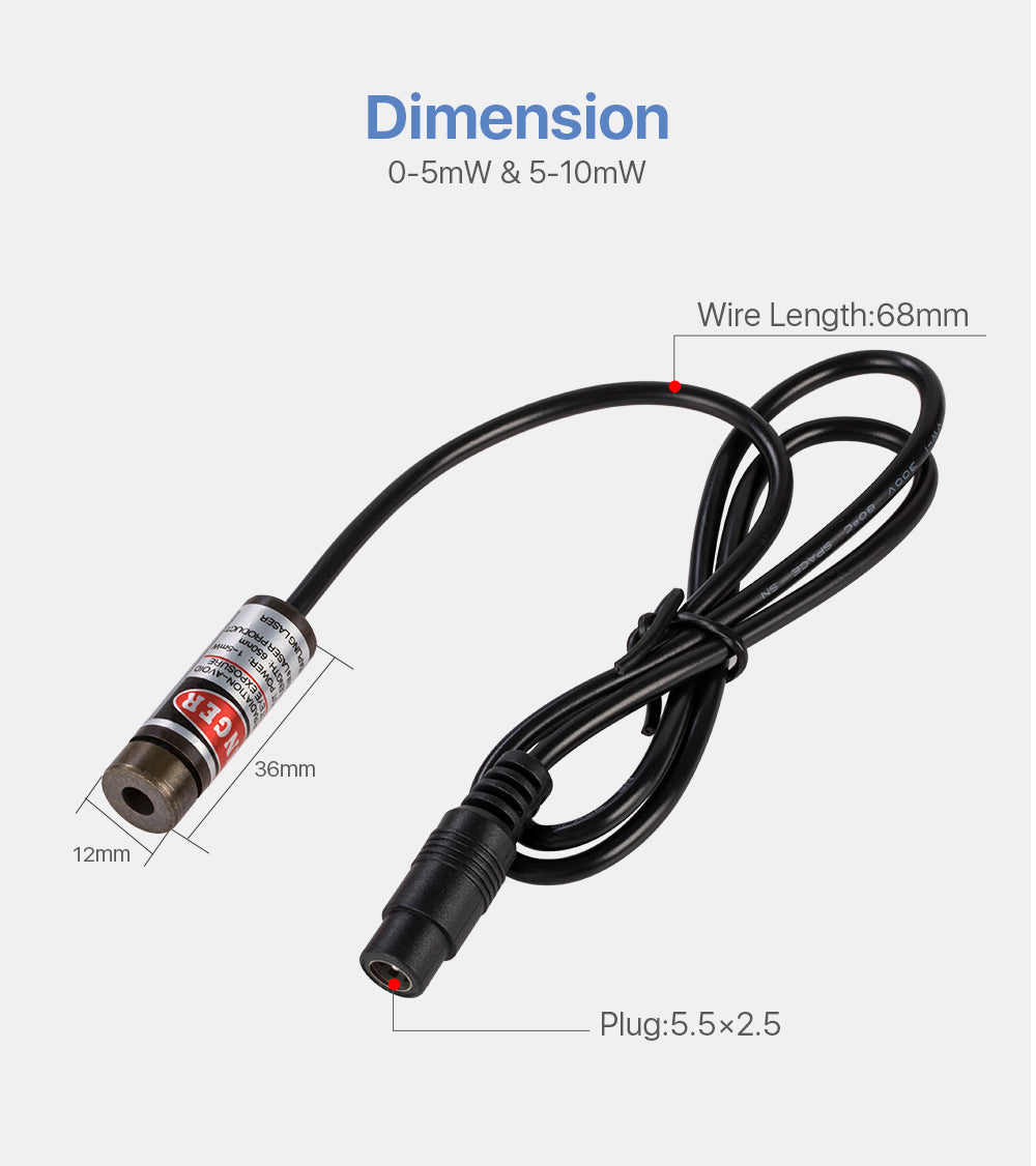 Red Locator 650nm Wavelength 0-5mW and 5-10mW Power for Fiber Marking or Cutting