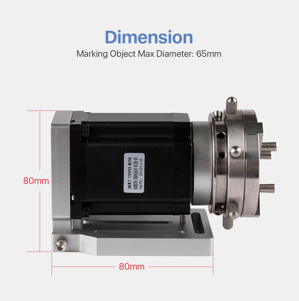Rotary Attachment Marking Object Max Diameter 65mm with Driver DM542S for Fiber Laser Marking Machine or Co2 Engraving Machine