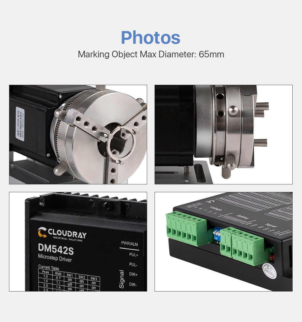 Rotary Attachment Marking Object Max Diameter 65mm with Driver DM542S for Fiber Laser Marking Machine or Co2 Engraving Machine