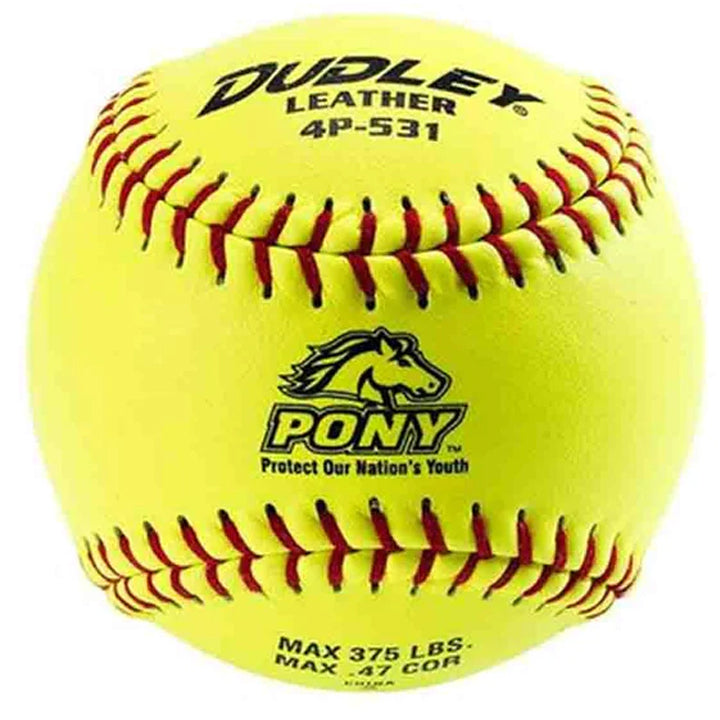 Dudley 11 Inch Pony Leather Fastpitch Softball - One Dozen: 4P531