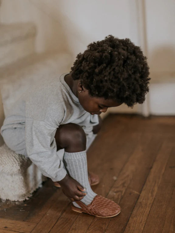 The Simple Folk Ribbed Socks, Gray Melange