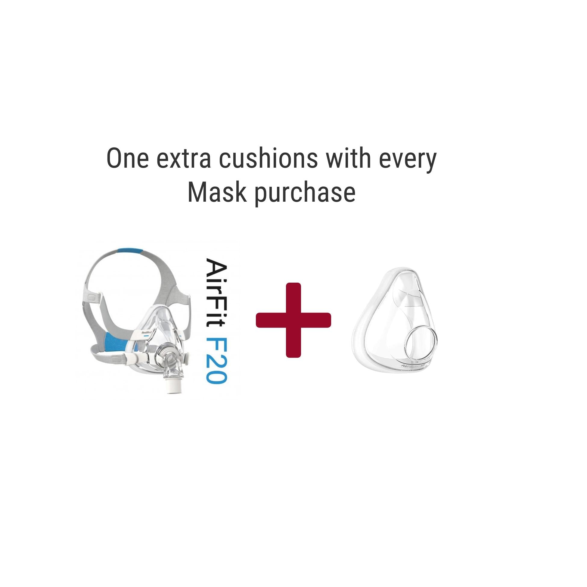 ResMed F20 AirFit mask with ONE extra cushion