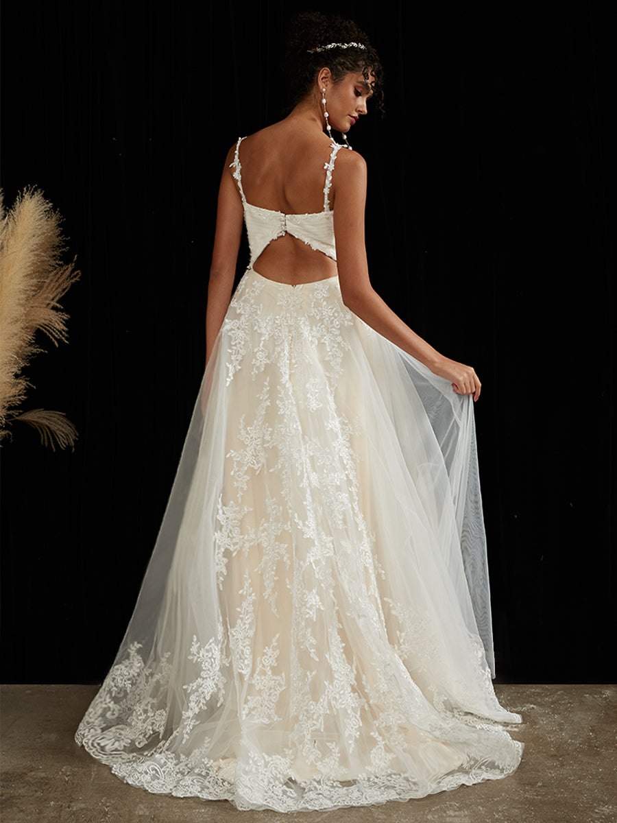 Embroidery Lace A-Line Wedding Gown Devi