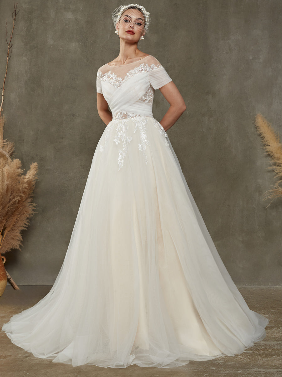 Beach Destination Lace Tulle Wedding Dress Sindy