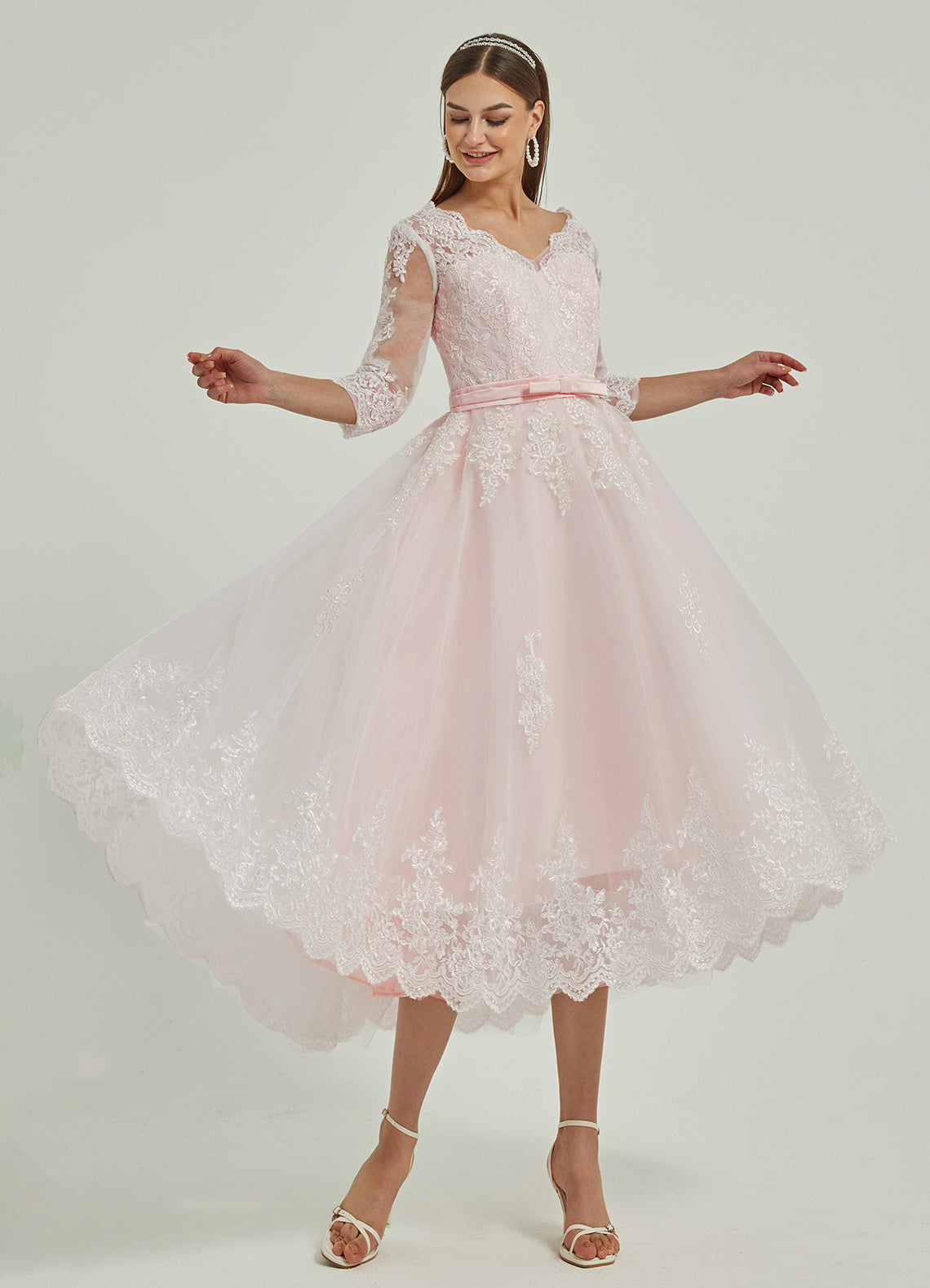 Bohemian Blush Lace High Low Wedding Dress Tessa