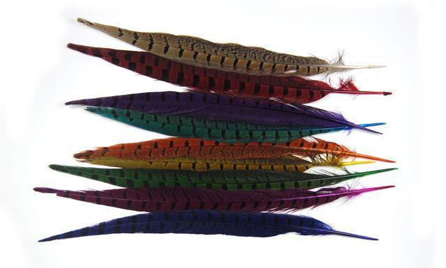 [10Pcs] Ring Neck Pheasant Tail Feather For Fly Tying Nymphs Size 32Cm / 12