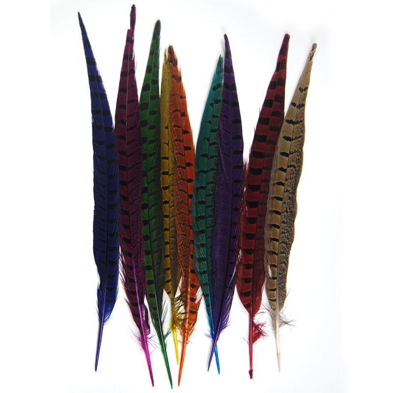 [10Pcs] Ring Neck Pheasant Tail Feather For Fly Tying Nymphs Size 32Cm / 12