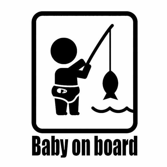 11*15.2Cm Baby On Board Fishing Vinyl Car Sticker Funny Personality Window