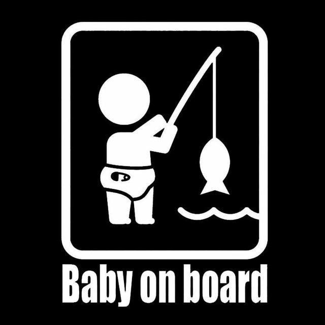 11*15.2Cm Baby On Board Fishing Vinyl Car Sticker Funny Personality Window
