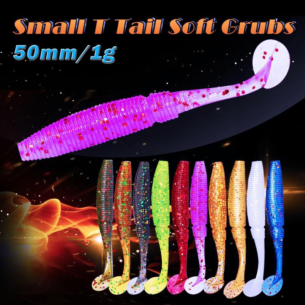 15Pcs/Lot Afish Paddle Tail Soft 50Mm 1G T Tail Fishy Smell Worms Bass Sea