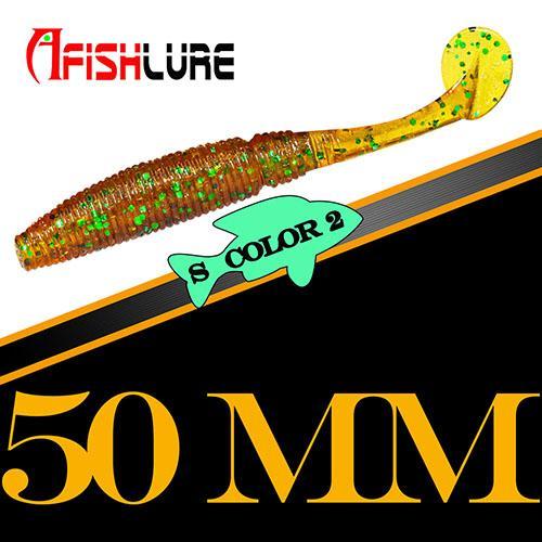 15Pcs/Lot Afish Paddle Tail Soft 50Mm 1G T Tail Fishy Smell Worms Bass Sea