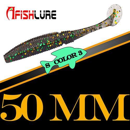 15Pcs/Lot Afish Paddle Tail Soft 50Mm 1G T Tail Fishy Smell Worms Bass Sea