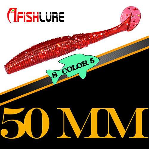 15Pcs/Lot Afish Paddle Tail Soft 50Mm 1G T Tail Fishy Smell Worms Bass Sea