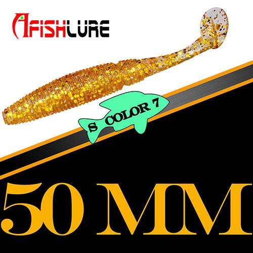 15Pcs/Lot Afish Paddle Tail Soft 50Mm 1G T Tail Fishy Smell Worms Bass Sea