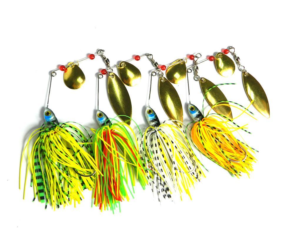 4 Pcs Buzzbait Spinner Bait Hard Metal Fishing Bass Lure Spoon Beard Paillette