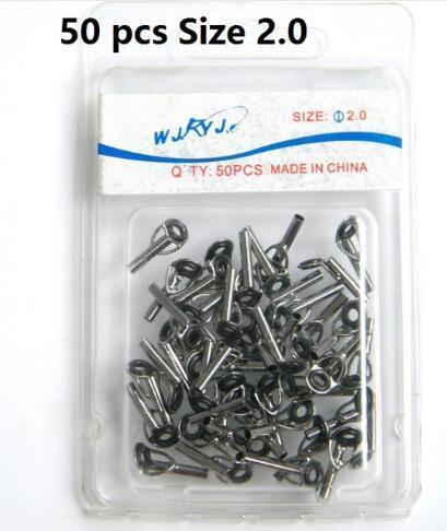 50 Pcs Fishing Rod Guide Tip Tops Replacement Repair Kit 1Mm 1.5Mm 2Mm Stainless