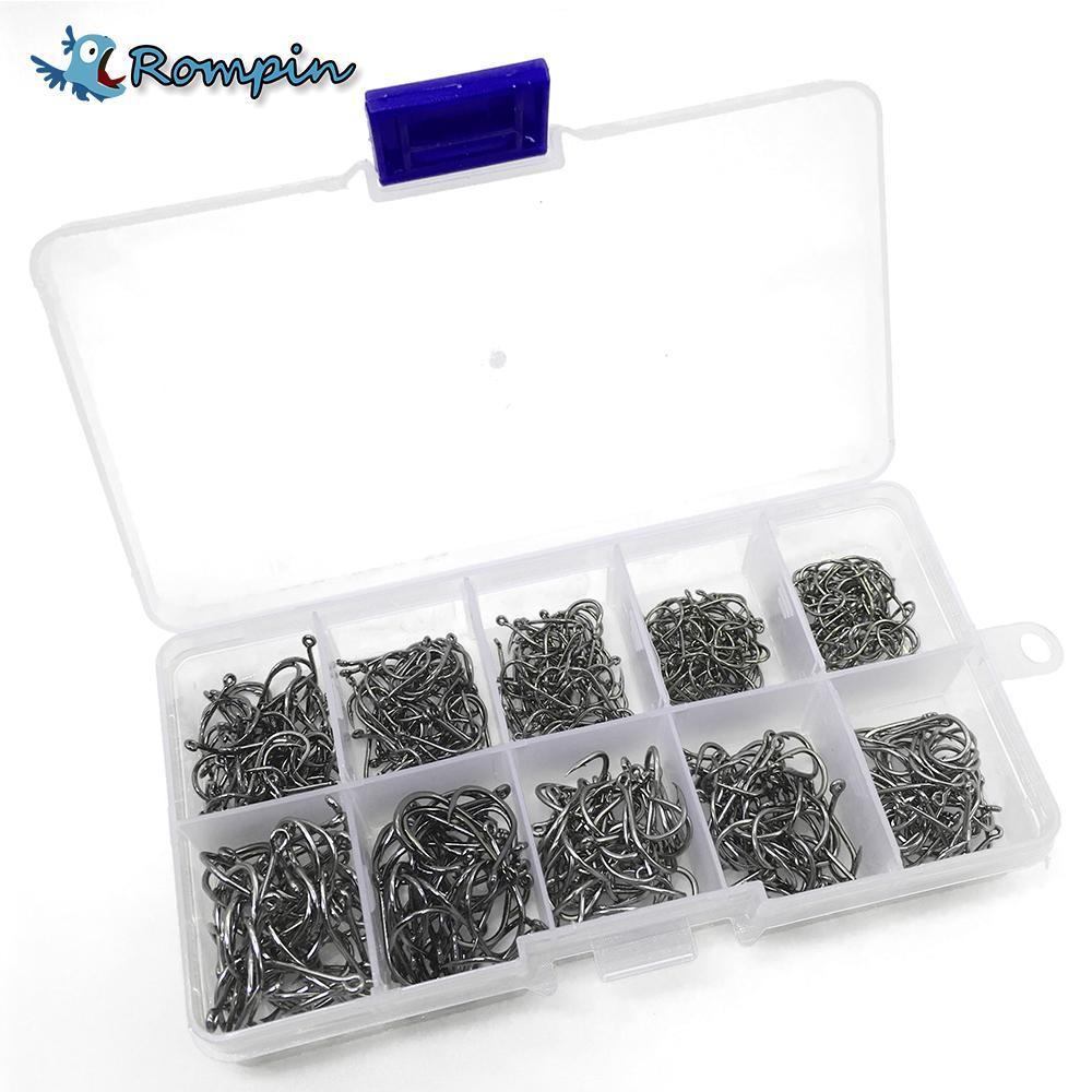 500Pcs/Set Size #3~12 High Carbon Steel Fishing Hooks Pack With Hole With Al Box