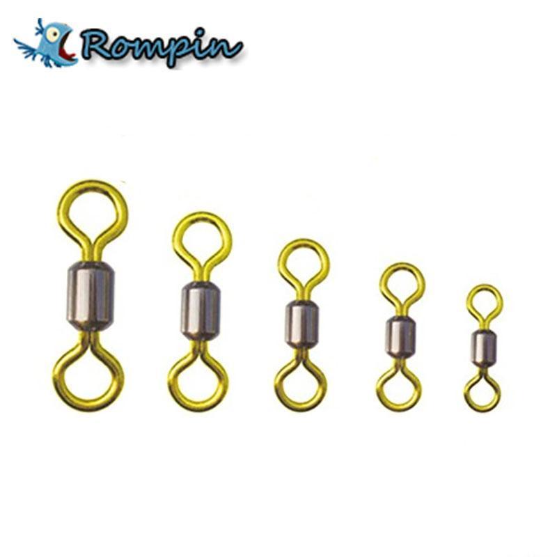 50Pcs/Lot Double Color Fishing Rolling Swivel Brass Fishing Tackle Size