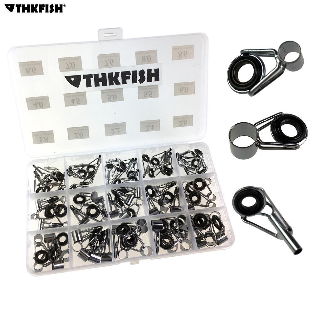 75 Pcs/Lot Telescopic Telescope Fishing Rod Guides Tip Repair Kit Steel &