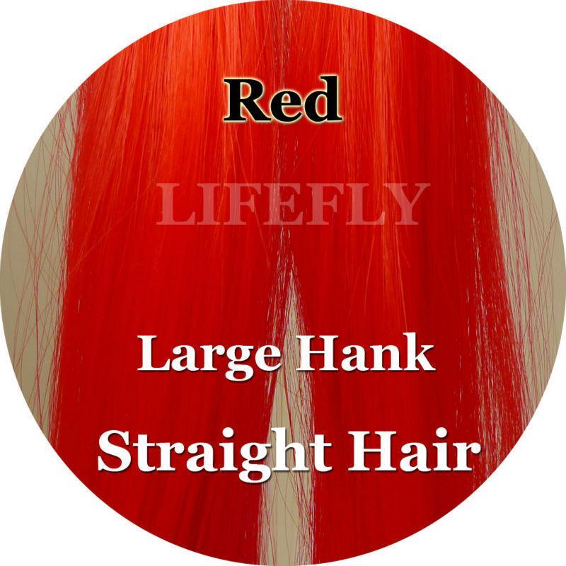 Red Color, Large Hank Of Straight Syn. Hair, Fish Fibre, Fly Tying, Jig, Lure