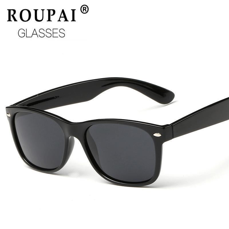 Roupai Polarized Sunglasses Men Driving Mirror Coating Points Black Frame Shades