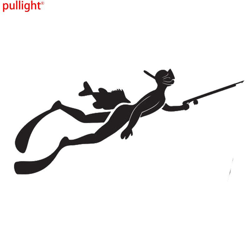 Car Styling Fish Fishing Gun Car Stickers Free Diver Diving Vinyl Decals